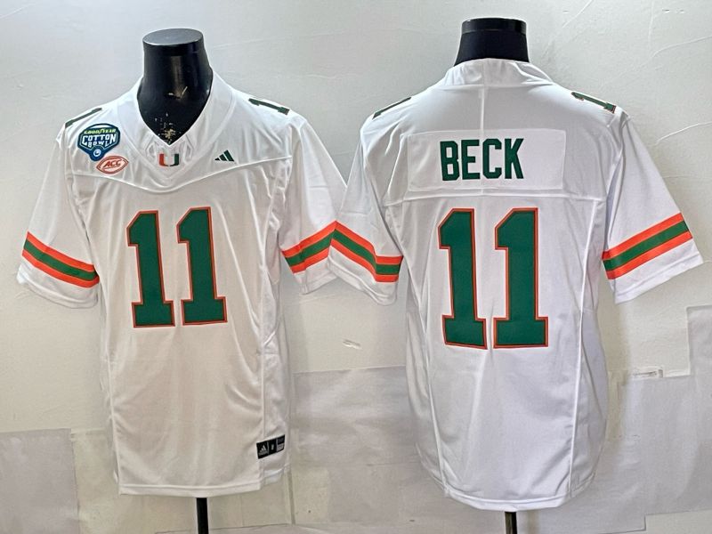 Men 2026 Miami Hurricanes #11 Beck White 3th generations Limited NCAA Jersey 0016->ncaa teams->NCAA Jersey